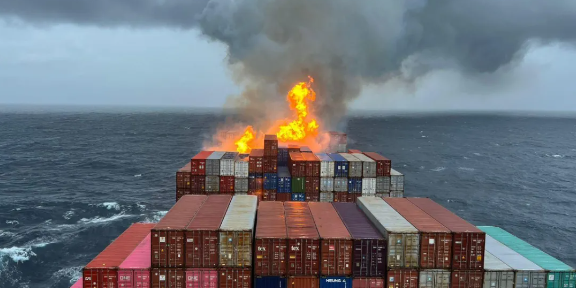 馬士基旗下集裝箱船航行途中起火，多個貨柜受損